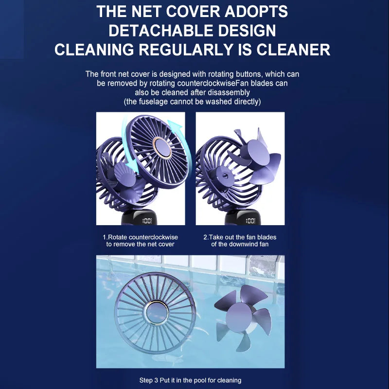 Portable Mini Fan With 5 Speeds USB Rechargeable Charging