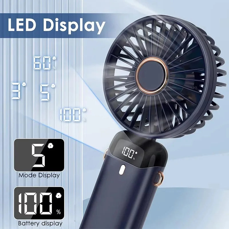 Portable Mini Fan With 5 Speeds USB Rechargeable Charging