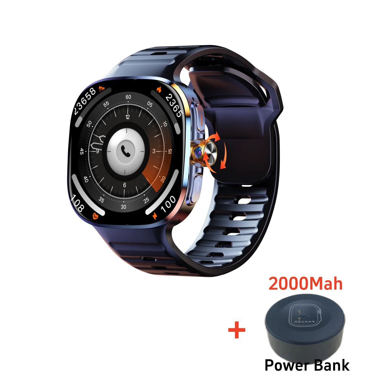 Smartwatch 5G With 2.4inch Amoled Screen 900W Rotating Camera WIFI GPS Position Compass NFC Bluetooth Smart Watch Men Women