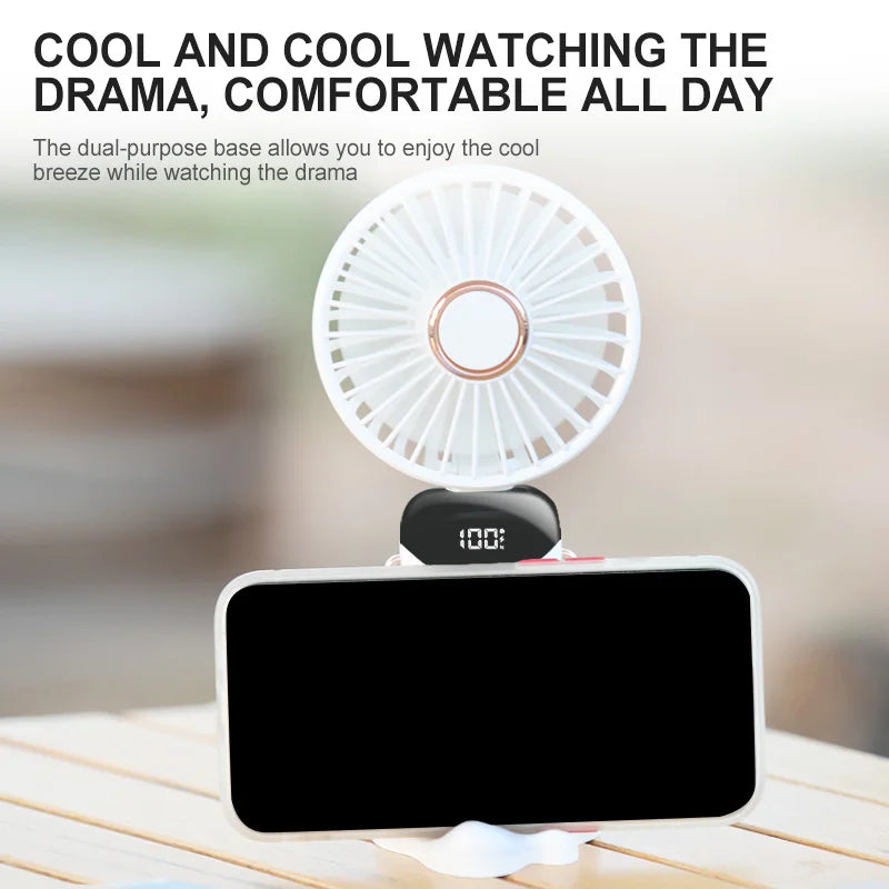 Portable Mini Fan With 5 Speeds USB Rechargeable Charging