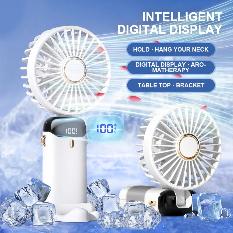 Portable Mini Fan With 5 Speeds USB Rechargeable Charging