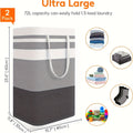 Extra Large Waterproof Laundry Hamper with Extended Handle - Foldable, Freestanding Clothes and Toys Organizer, Laundry Hamper