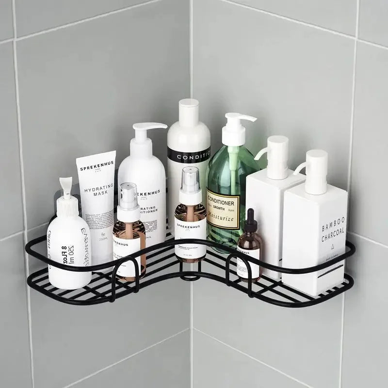 Stainless Steel Corner Shower Caddy, No-Drilling Wall-Mounted Bathroom Organizer, Multi-functional Storage Shelf For Kitchen