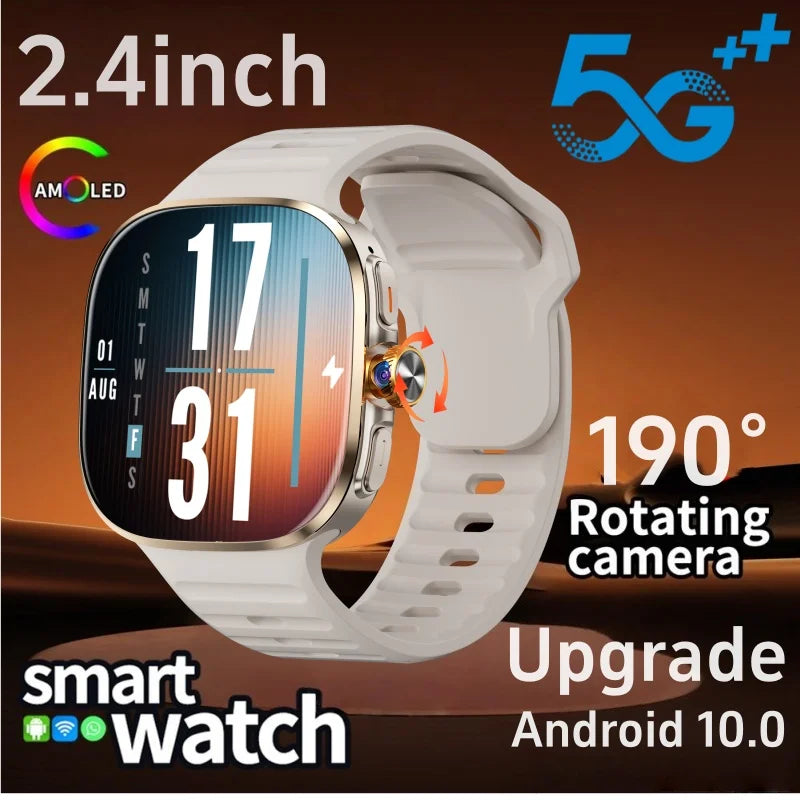 Smartwatch 5G With 2.4inch Amoled Screen 900W Rotating Camera WIFI GPS Position Compass NFC Bluetooth Smart Watch Men Women