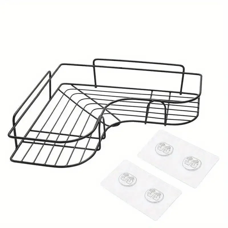 Stainless Steel Corner Shower Caddy, No-Drilling Wall-Mounted Bathroom Organizer, Multi-functional Storage Shelf For Kitchen